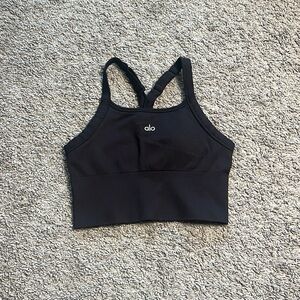 Alo black seamless ribbed favorite bra tank size S